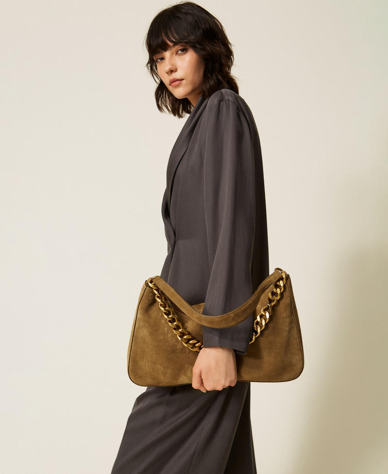 Liliane medium suede bag Olive Drab Woman 999TB7015_13802_A0