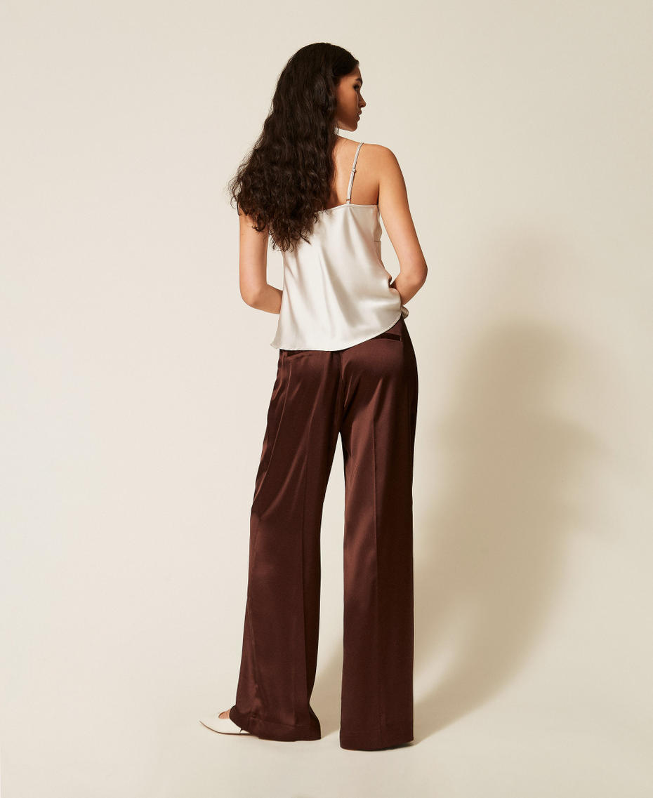 Satin palazzo trousers Chocolate Lab Woman 261AP2254_10780_03