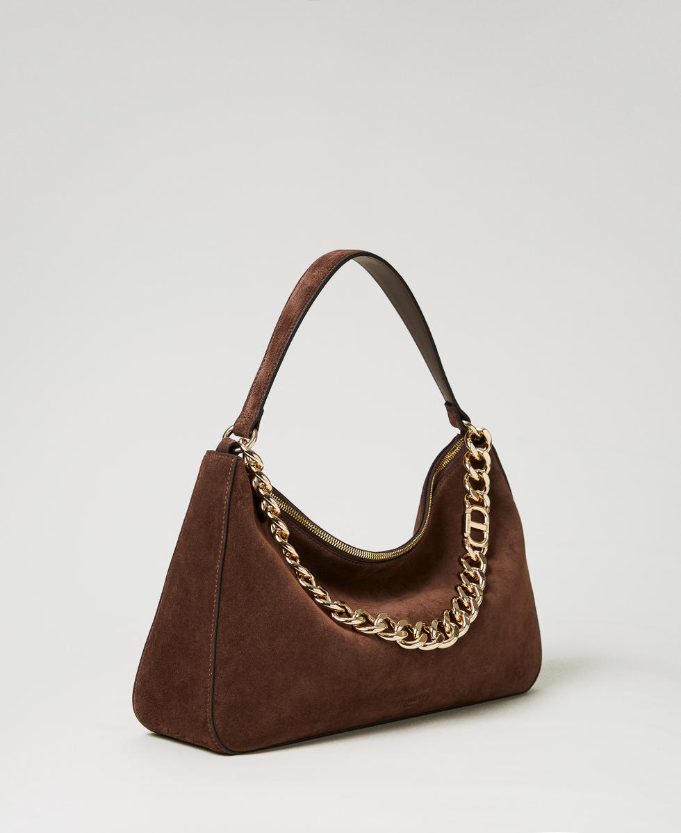 Sac « Liliane » moyen en cuir velours Coffee Femme 252TB7162_00203_01