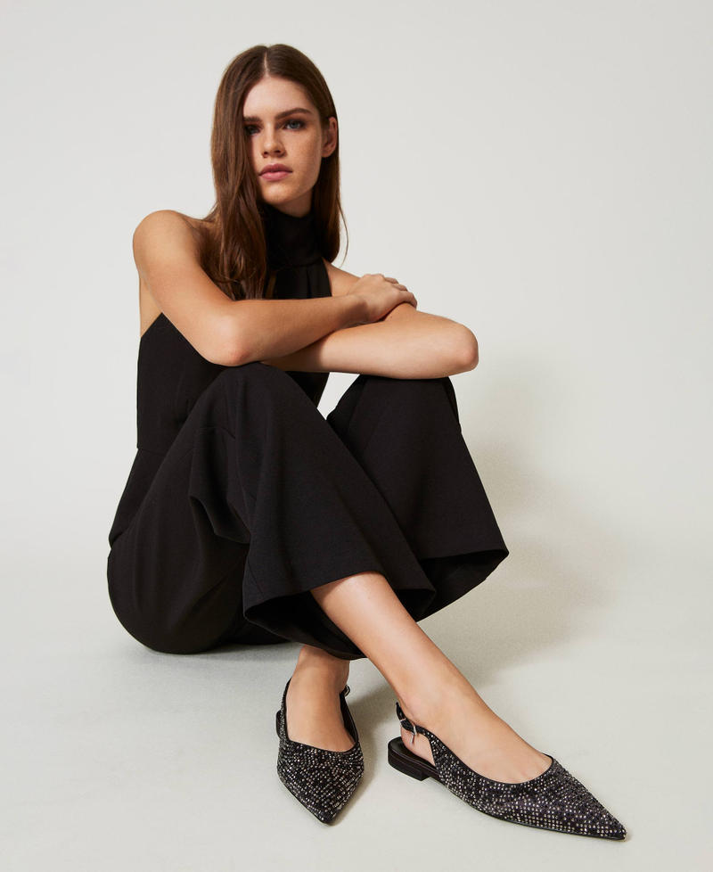 Slingback-Ballerina mit Strass Schwarz Frau 242ACP014_00006_S0