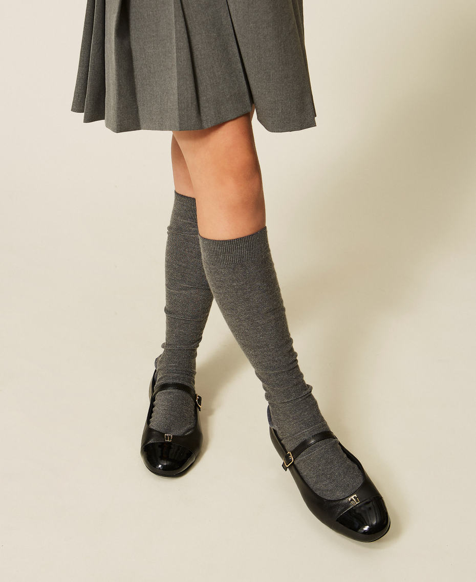 Leather ballerinas with logo and strap Black Girl 262GCJ026_00006_A0