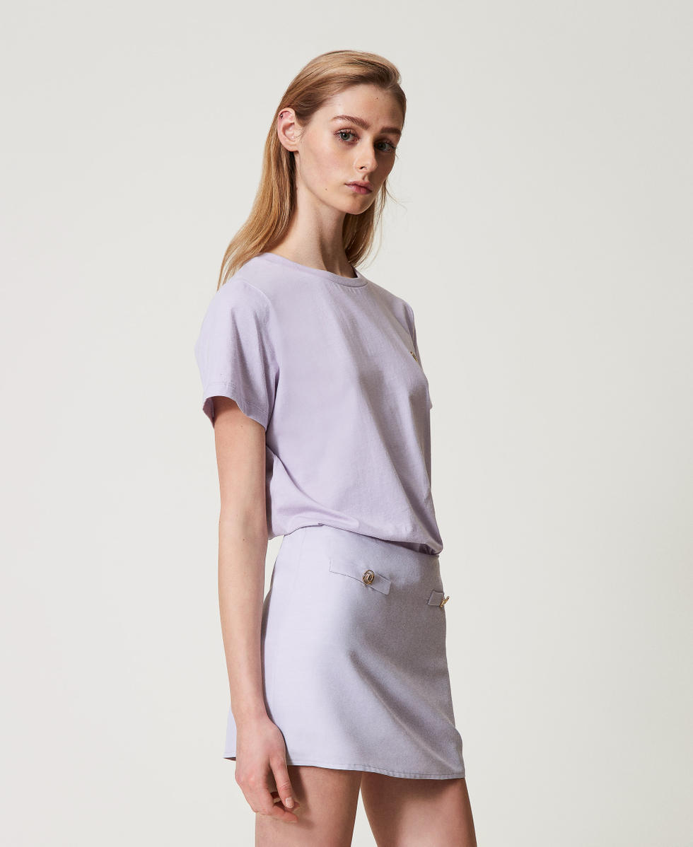 T-shirt avec logo Oval T strassé Fleurs de lilas Femme 251TT2040_00703_02