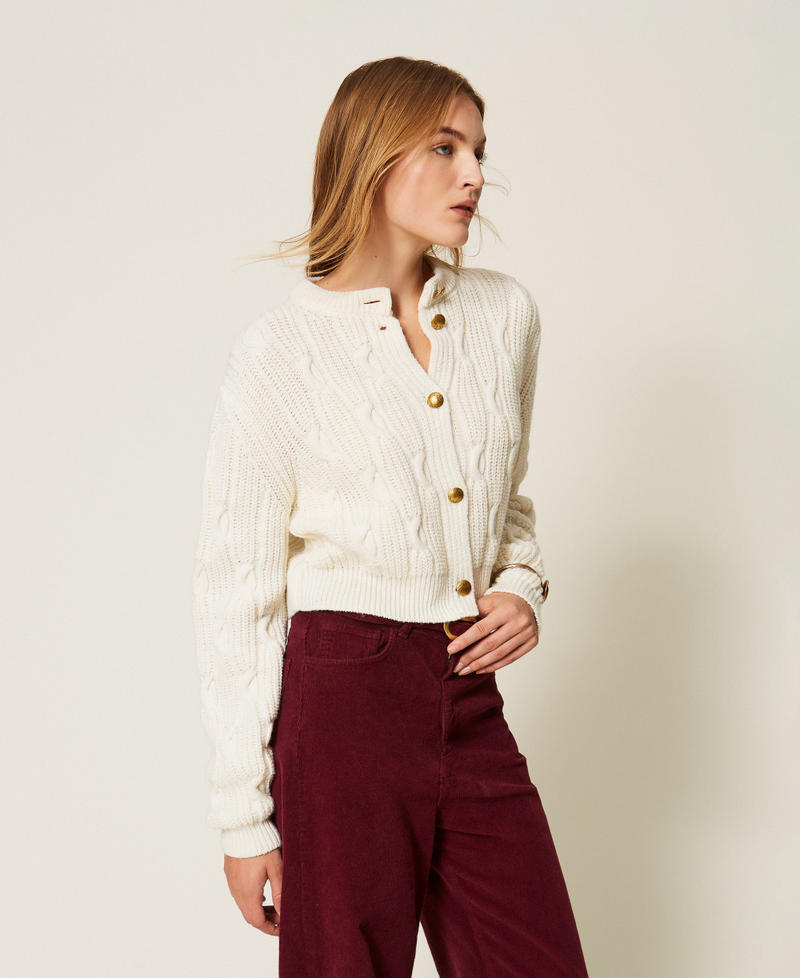 Cropped-Cardigan aus Wollmischung Wei&szlig; Schnee Frau 262TT3011_00282_02