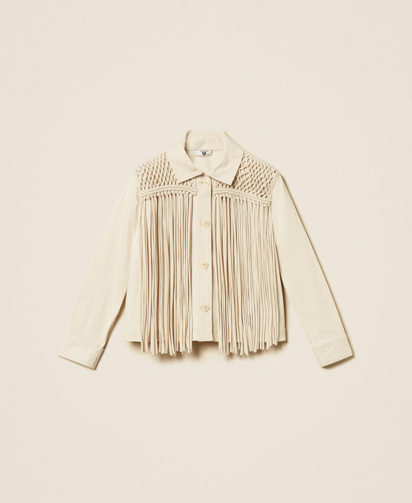 Bull denim jacket with fringes