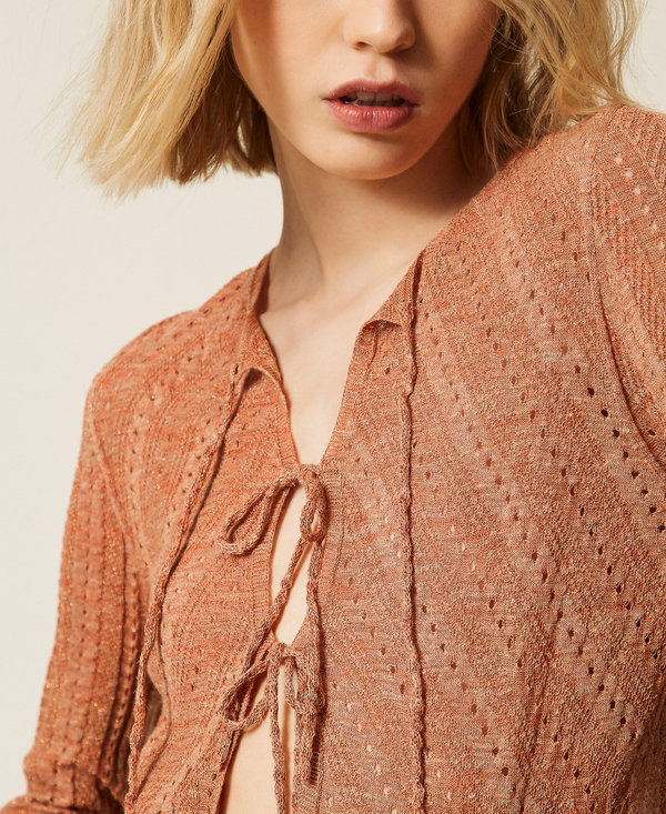 Linen knit cardigan with lurex