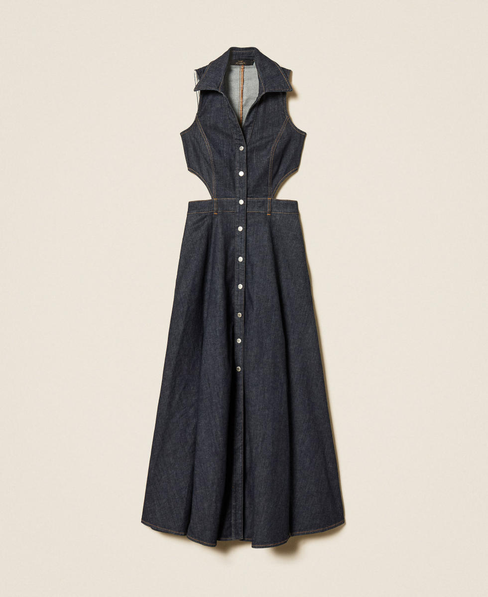 Vestido largo vaquero con troquelados Denim Rinse Mujer 261AP2363_06295_S0
