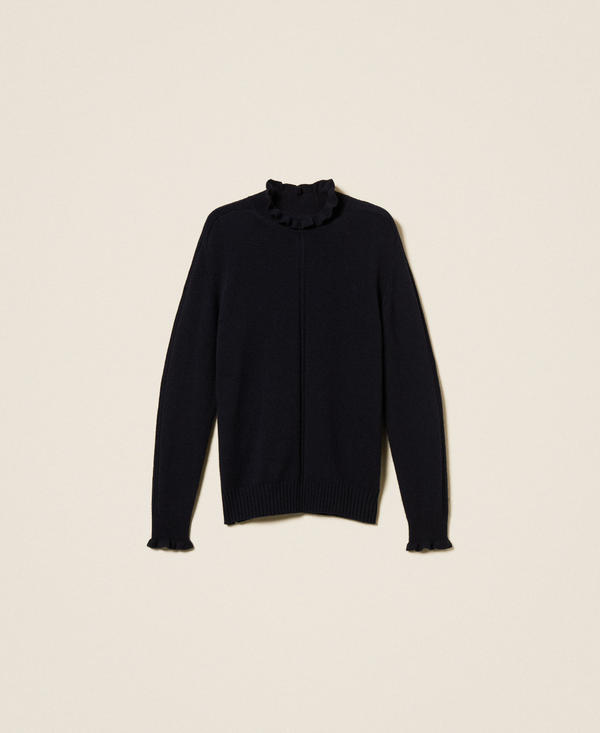 Pullover aus Wollmischung mit Volant