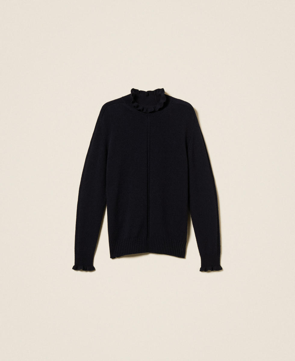 Wool blend jumper with ruffles Classic Blue Woman 252TT3350_11956_S0