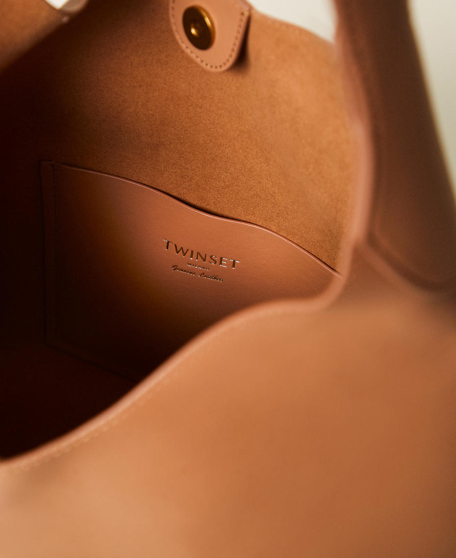 Leather hobo bag with carabiner Mocha Mousse Brown Woman 261TB7131_13168_04