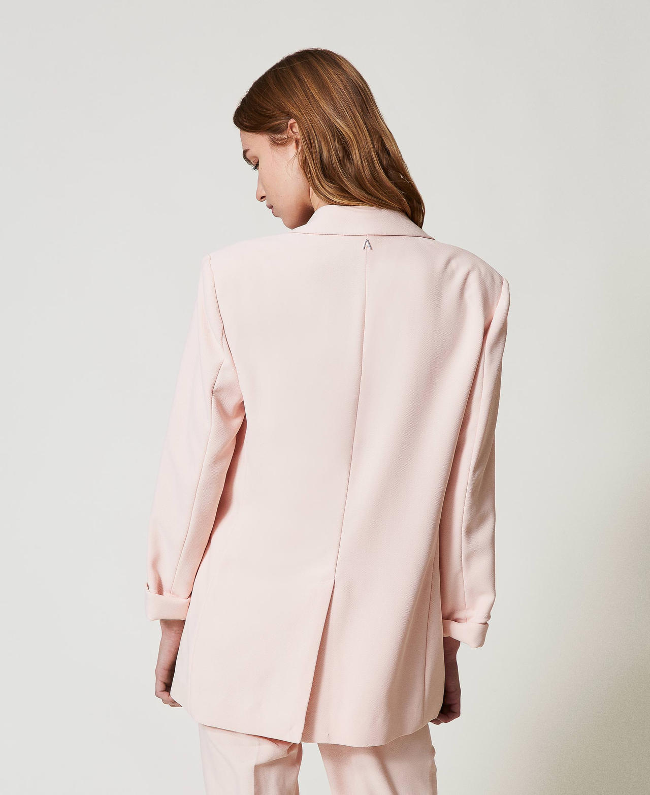 Chaqueta blazer en crepé de piqué Rosa Tender Pink Mujer 251AP2335_00619_02
