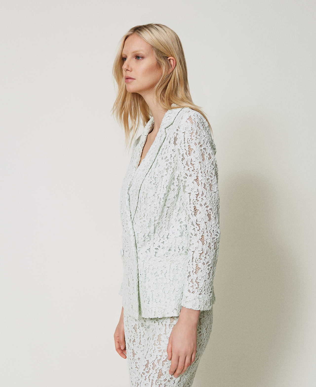 Floral lace blazer Water Green Woman 251TT2012_12371_02