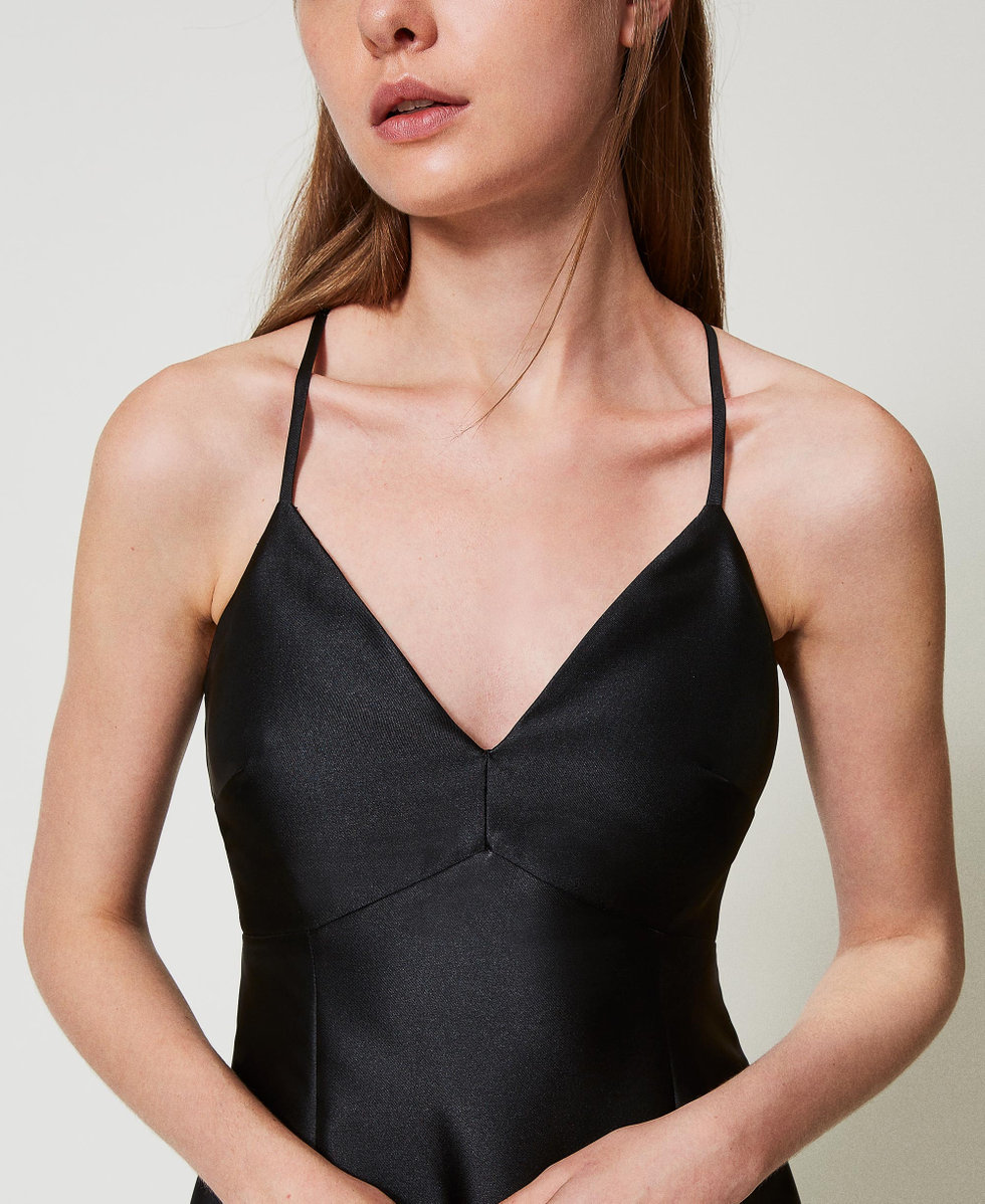 Midi technical twill dress Black Woman 251AP2264_00006_03