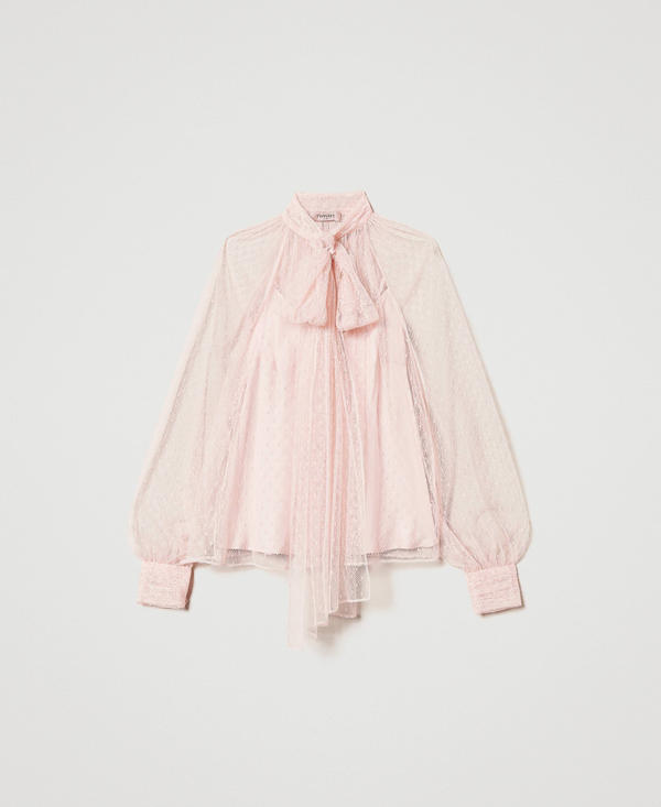 Blouse en tulle avec col lavallière