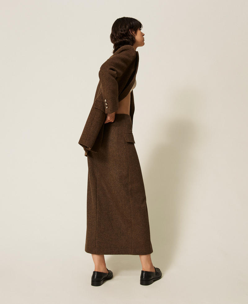 Long velour cloth skirt Mocha Melange Woman 262LI2CBB_13881_03