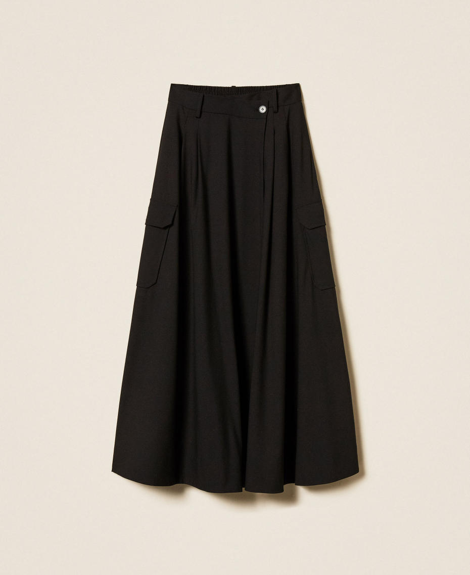 Wickelrock aus Flanell Schwarz Frau 262LI2WDD_00006_S0