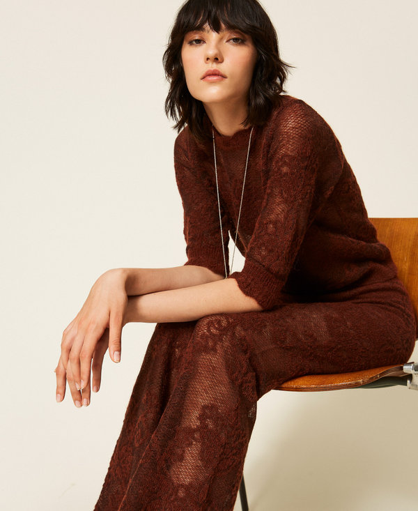 Jacquard alpaca blend knit trousers