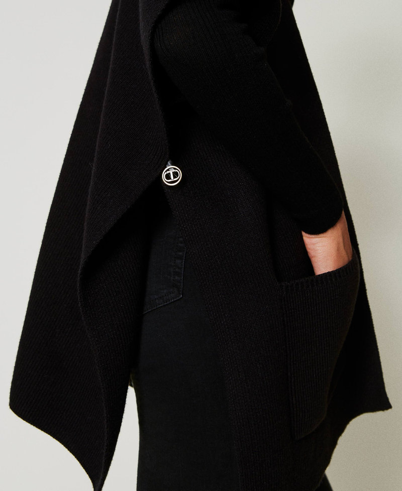 Knit poncho with embroidered logo Black Woman 242TA4150_00006_04