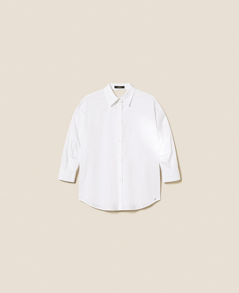 Camicia in popeline con nodo Bianco "Papers" Donna 252AP2200_00840_S0