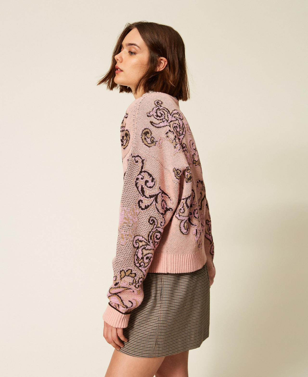 Jacquard wool blend jumper Peachy Keen Jacquard Woman 262TP3483_13951_02