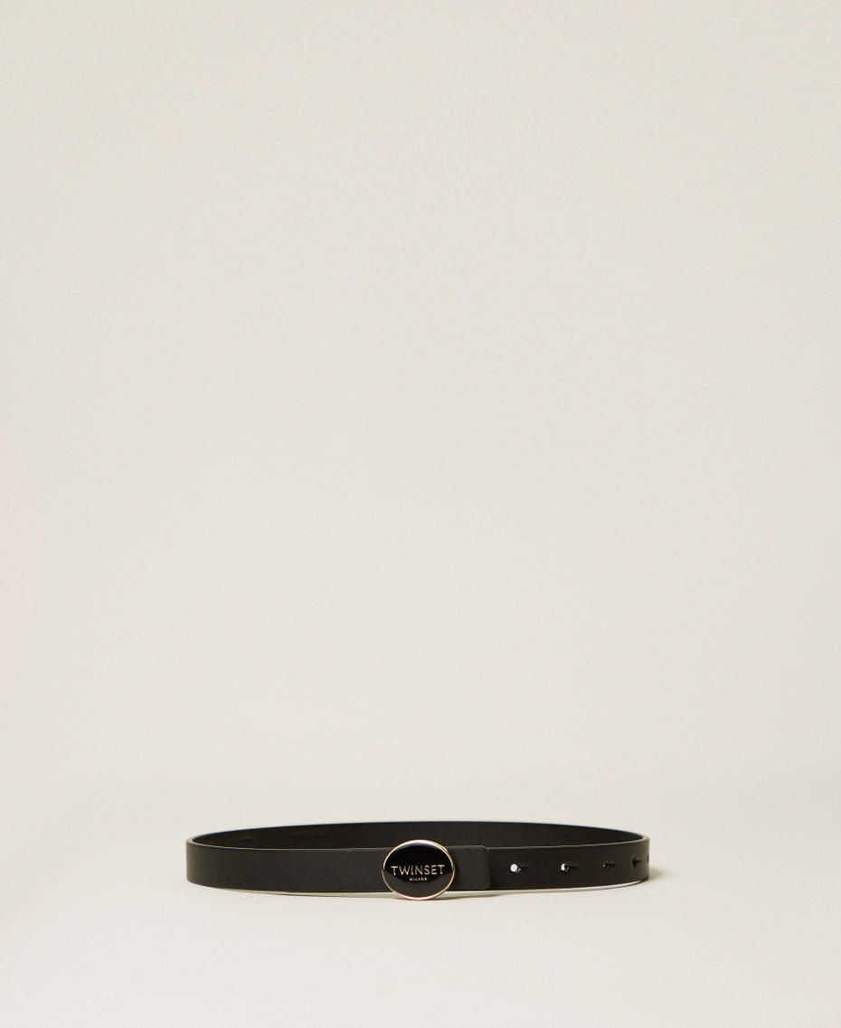 Belt with oval logo buckle Black Girl 262GJ5010_00006_01