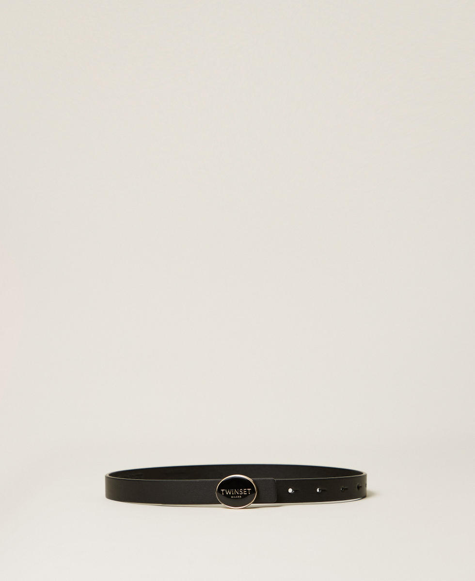 Belt with oval logo buckle Black Girl 262GJ5010_00006_01