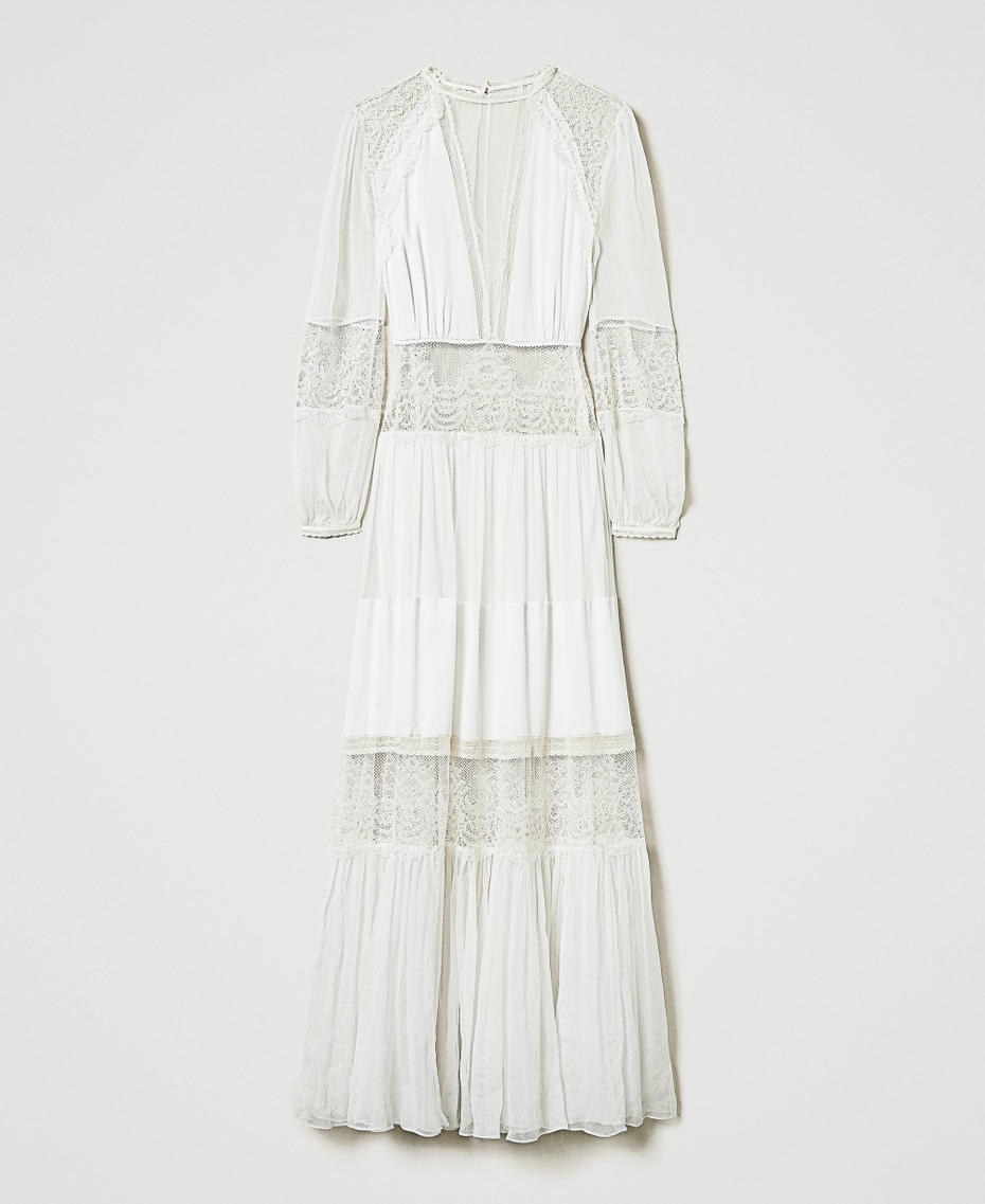 Vestido de crep&eacute; de seda con encaje