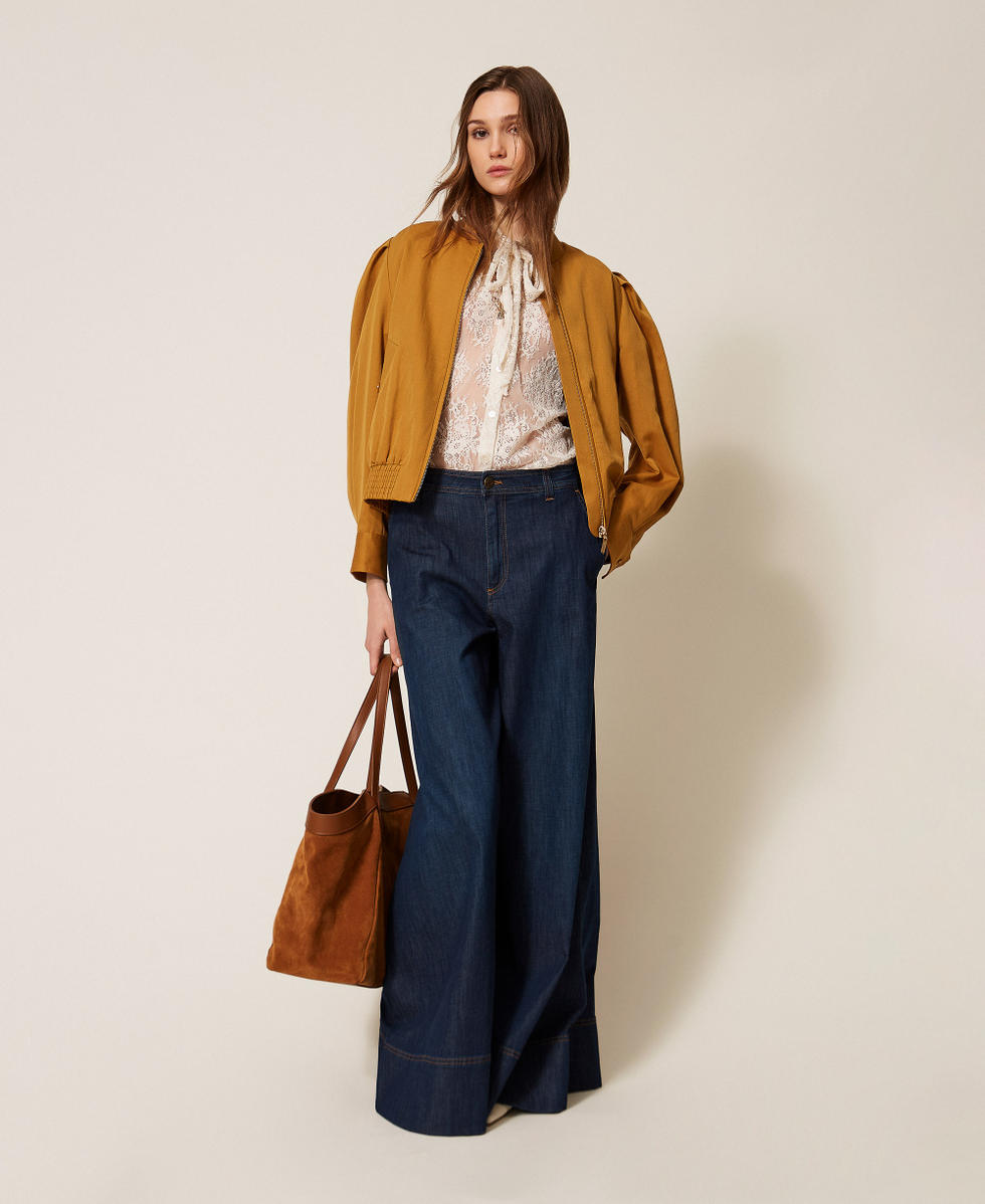 Gabardine jacket with gathering
