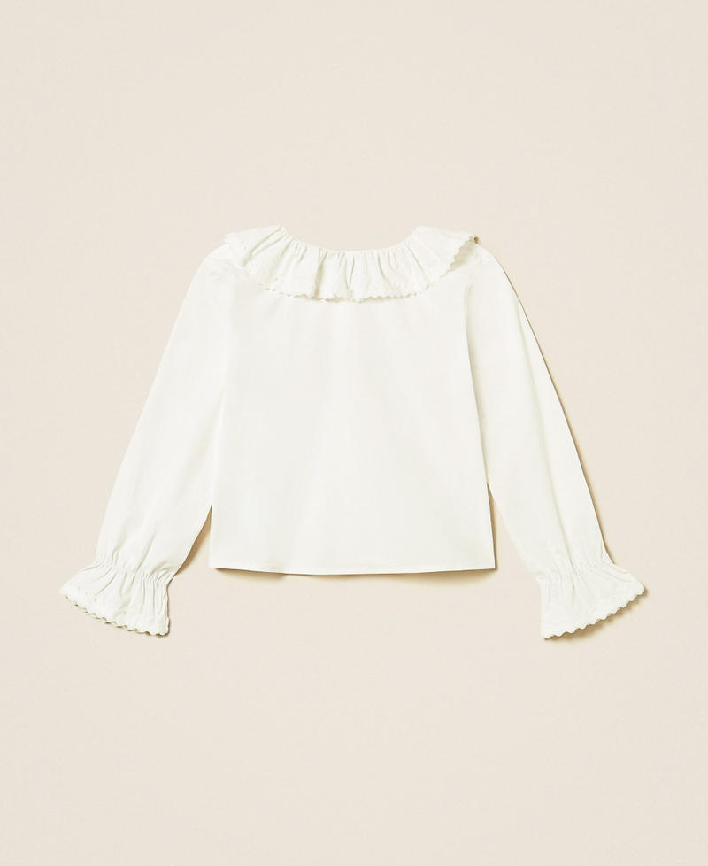 Camicia baby in popeline con volant Off White Bambina 262GB2140_00526_S1