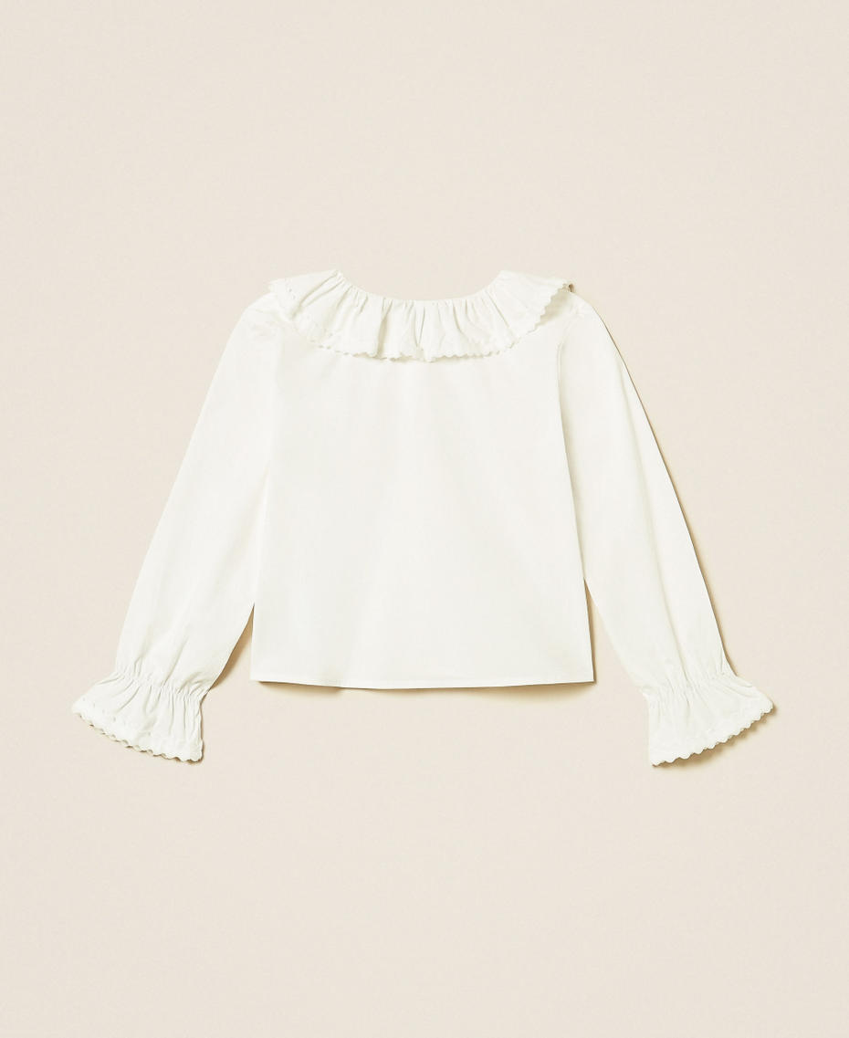 Camicia baby in popeline con volant Off White Bambina 262GB2140_00526_S1