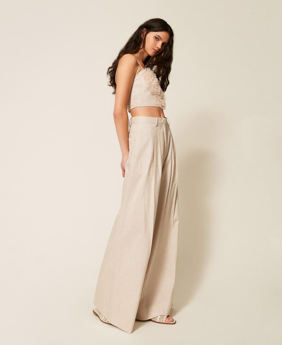 Linen blend trousers with lurex Cashew Beige Lurex Woman 261AT2073_13460_02