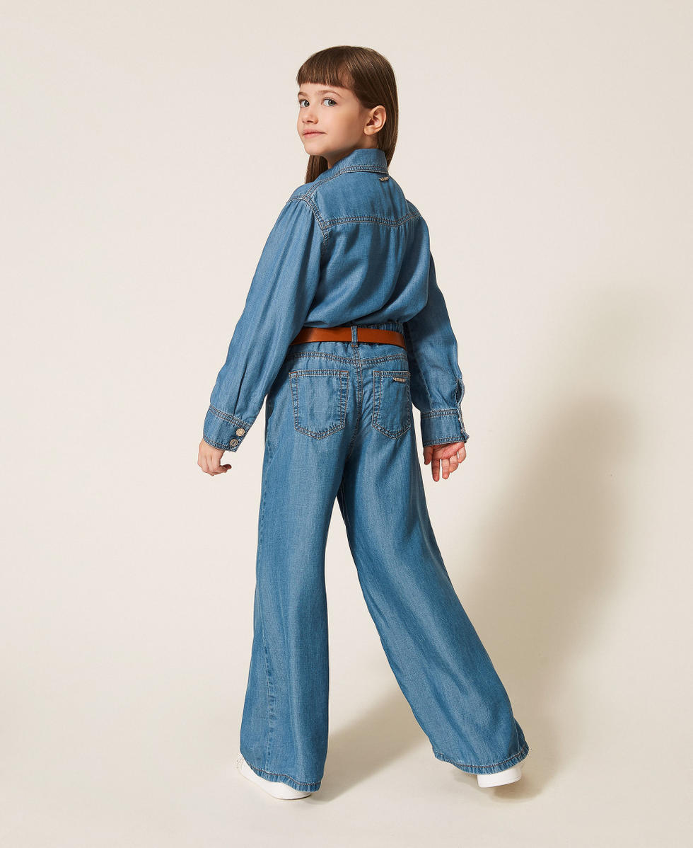 Jeans ampi Chambray Mid Blue Bambina 261GJ2070_13235_03