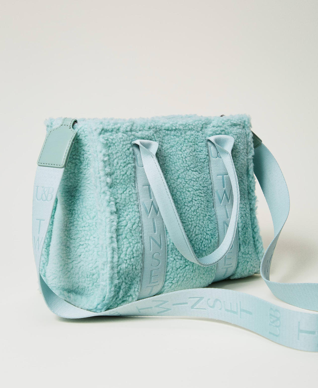 Faux fur shopper bag Agave Green Woman 242LI7CGG_00625_03