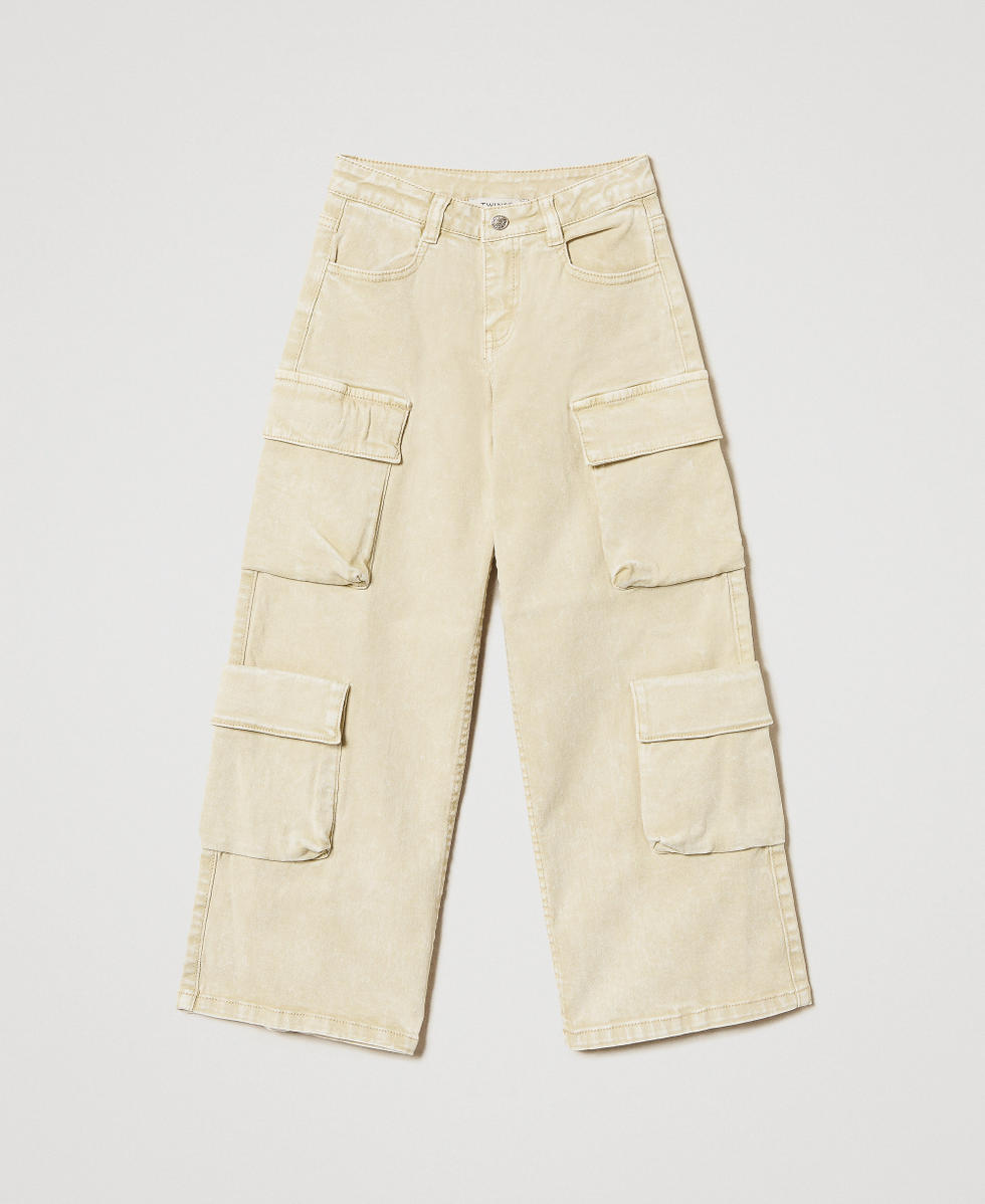 Pantalon cargo en bull Beige Chanvre Fille 251GJ2492_00310_S0