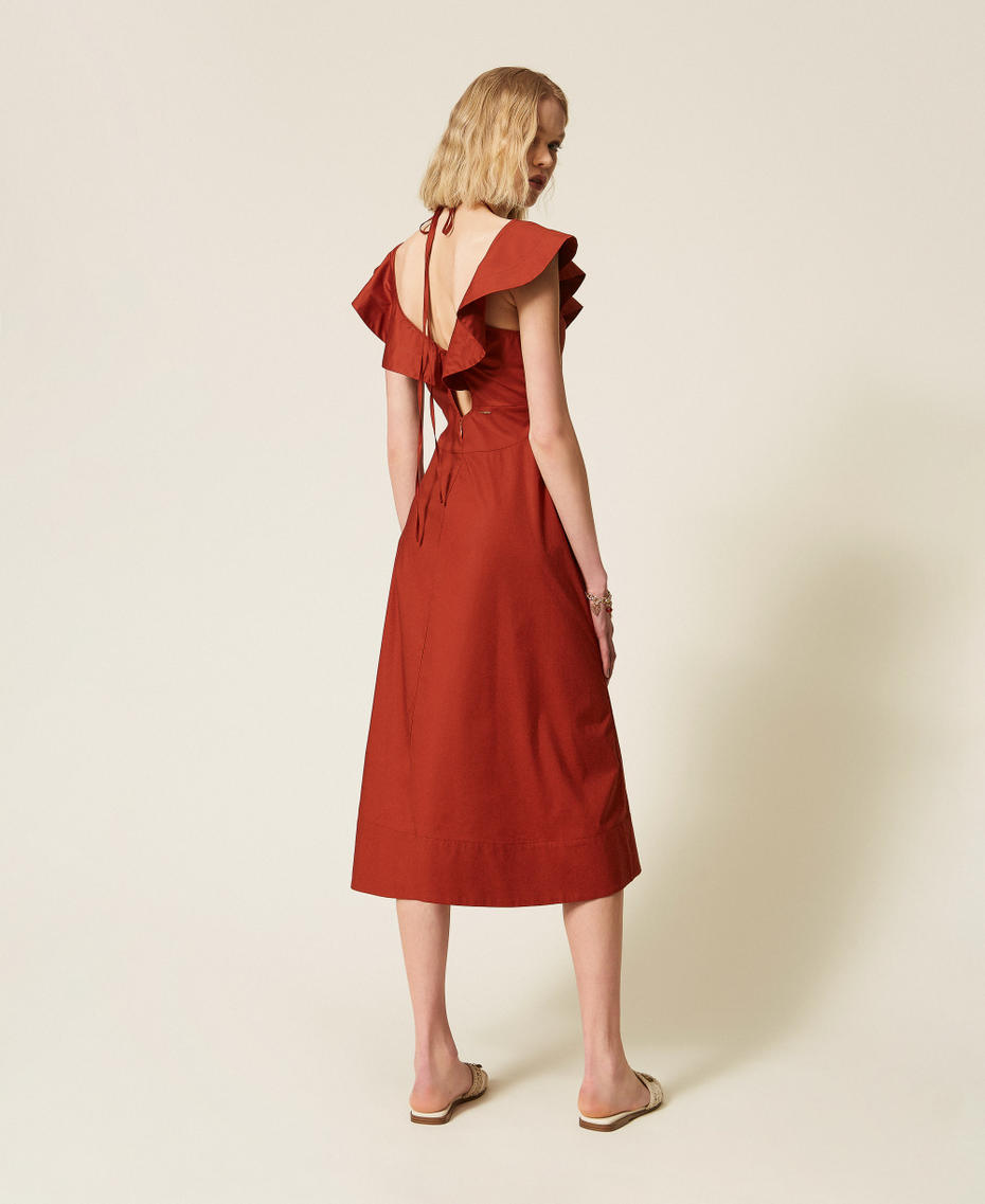 Midikleid aus Popeline mit R&uuml;schen "Henna" Brown Frau 261TT2212_13332_04