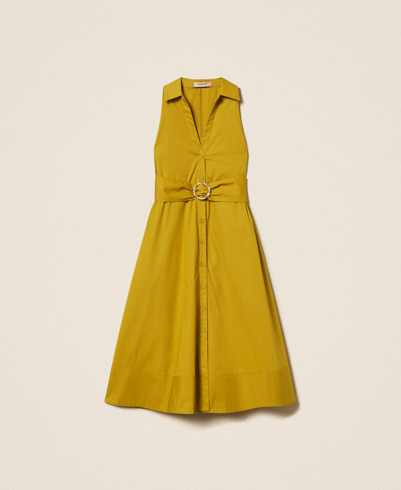 Midikleid aus Popeline "Avocado Oil"-Gr&uuml;n Frau 261TT2223_12117_S0