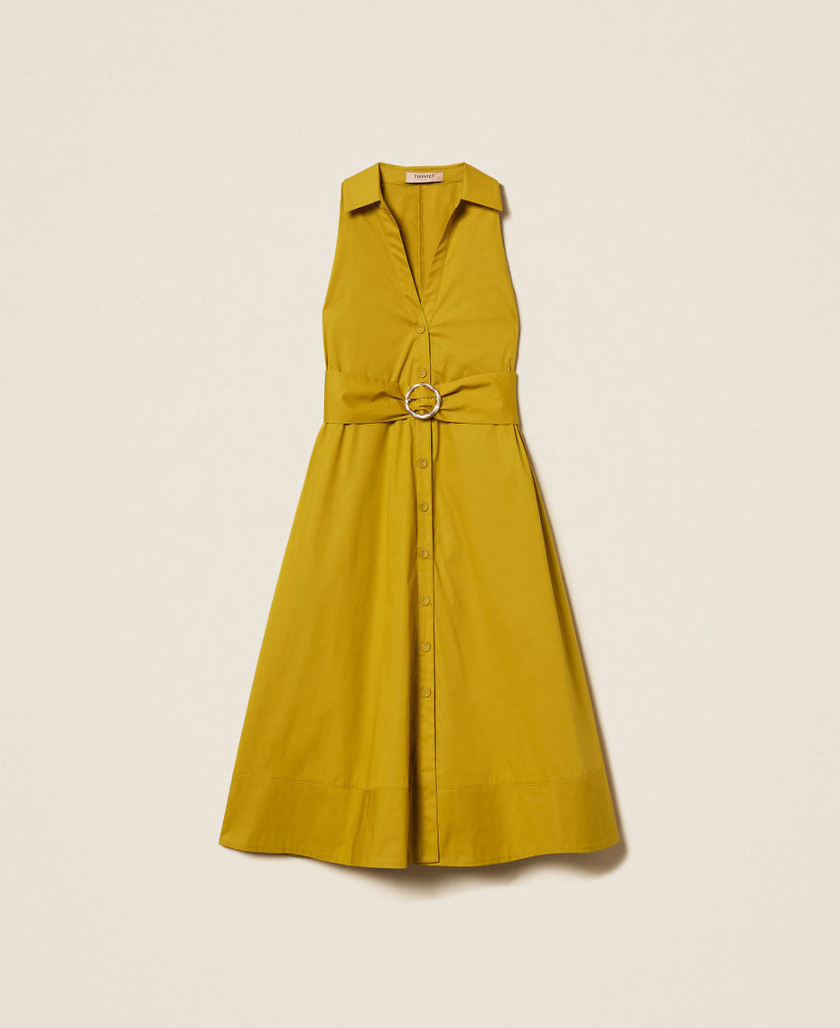 Midikleid aus Popeline "Avocado Oil"-Gr&uuml;n Frau 261TT2223_12117_S0