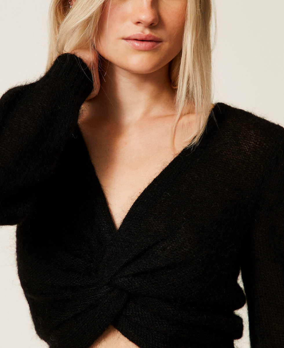 Coprispalle in maglia misto mohair Nero Donna 252TP3525_00006_04