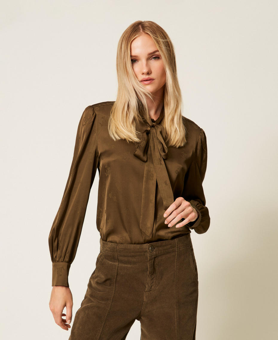 Jacquard satin shirt Beech Green Woman 252TT2361_12537_01