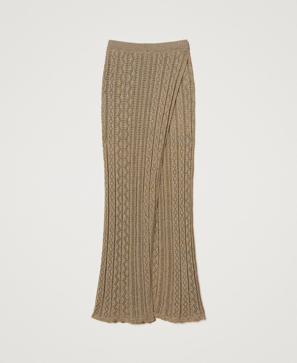 スカート [SELF PORTRAIT] Long Lurex Knit Skirt Blue Check Knit Mini Skirt – self-portrait-US