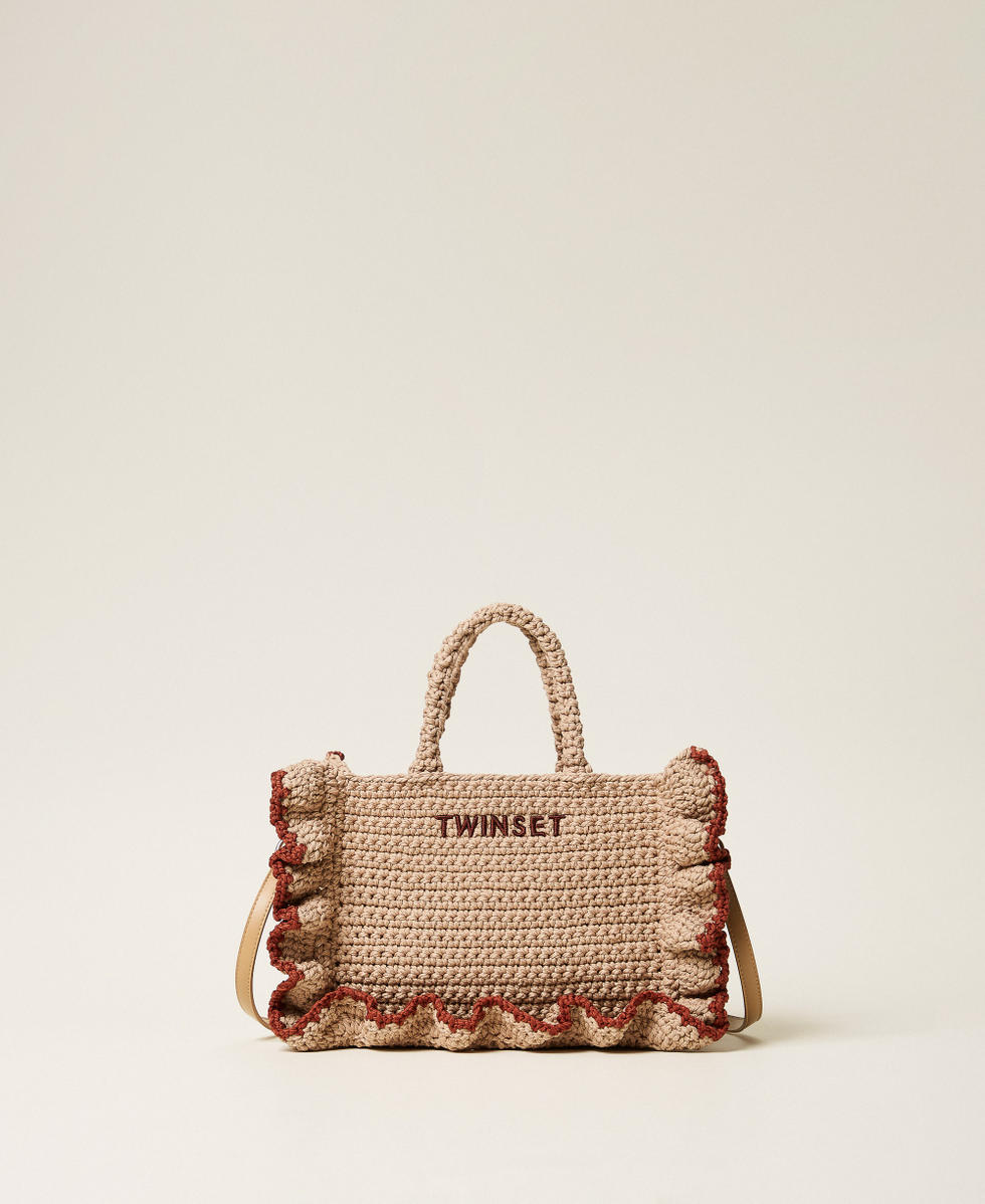 Crochet shoulder bag with flounces