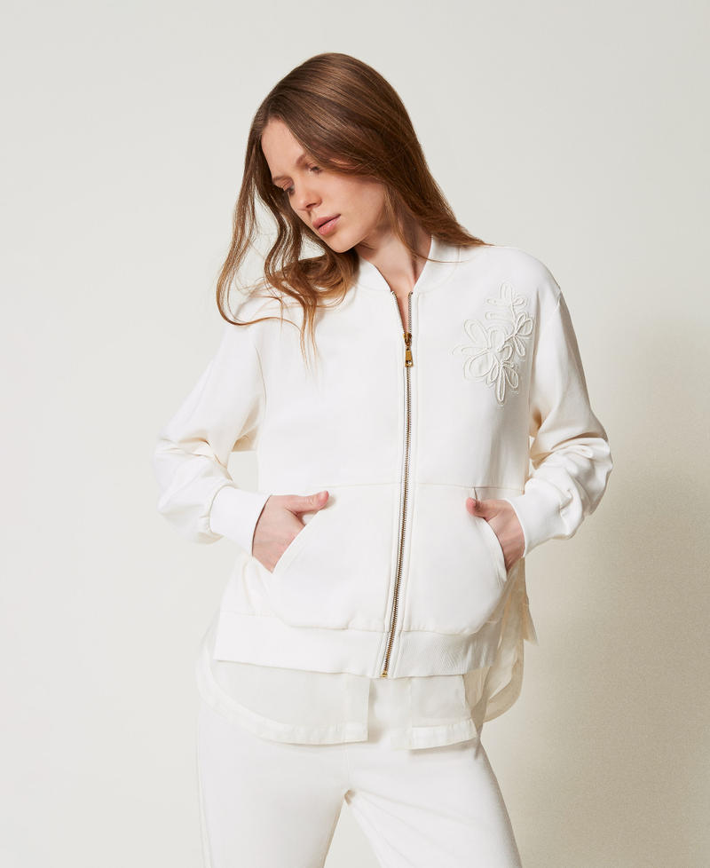 Sweatshirt with embroidery and organza insert White Cloud Woman 251LL2HAA_12105_01
