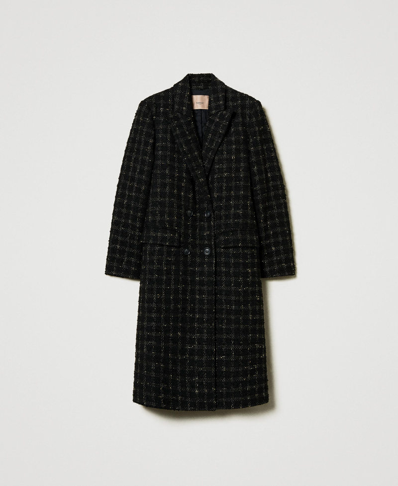 Bouclé coat with check pattern Black / Gold Bouclè Woman 242TT2151_12009_0S