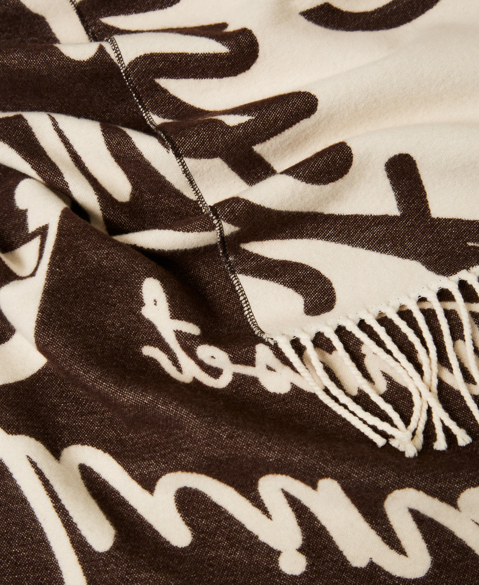 Étole jacquard avec inscription siglée Bicolore Natural Clair/Marron « Black Chocolate » Femme 252TO5061_12913_02