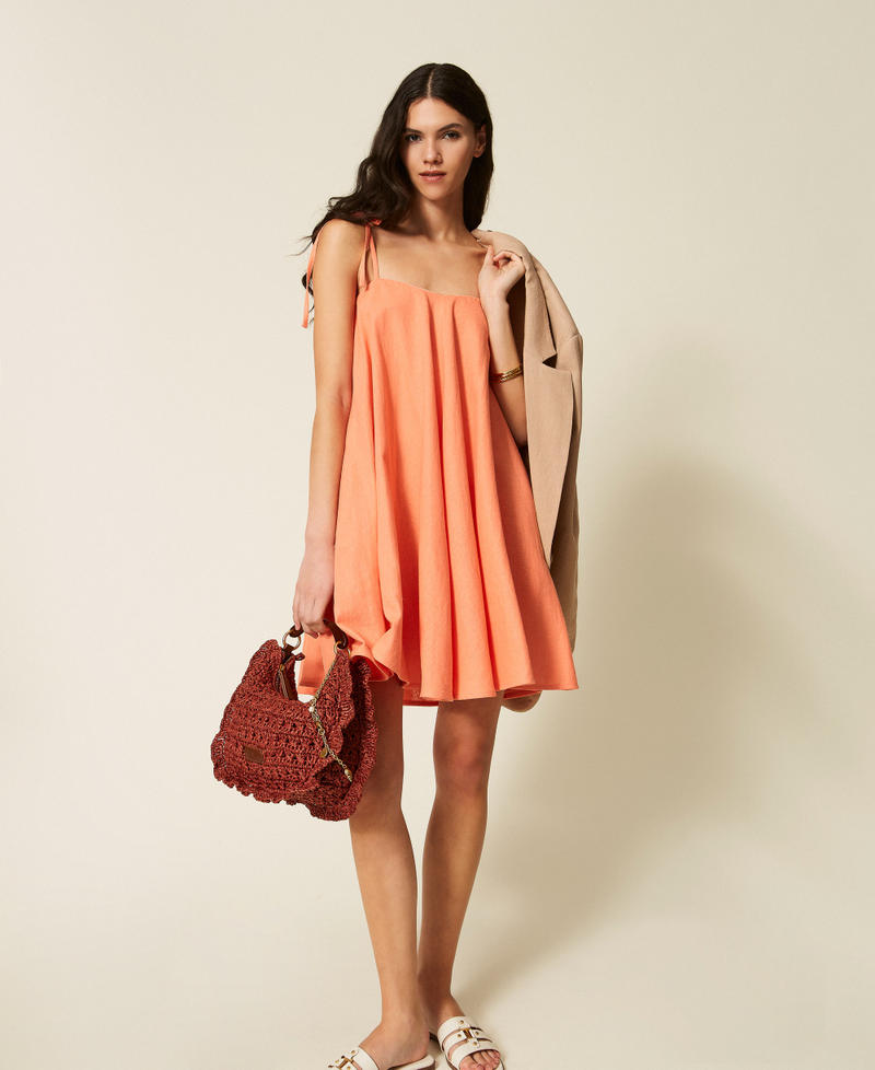 Short linen blend dress Peach Amber Woman 261TF2101_13417_T0