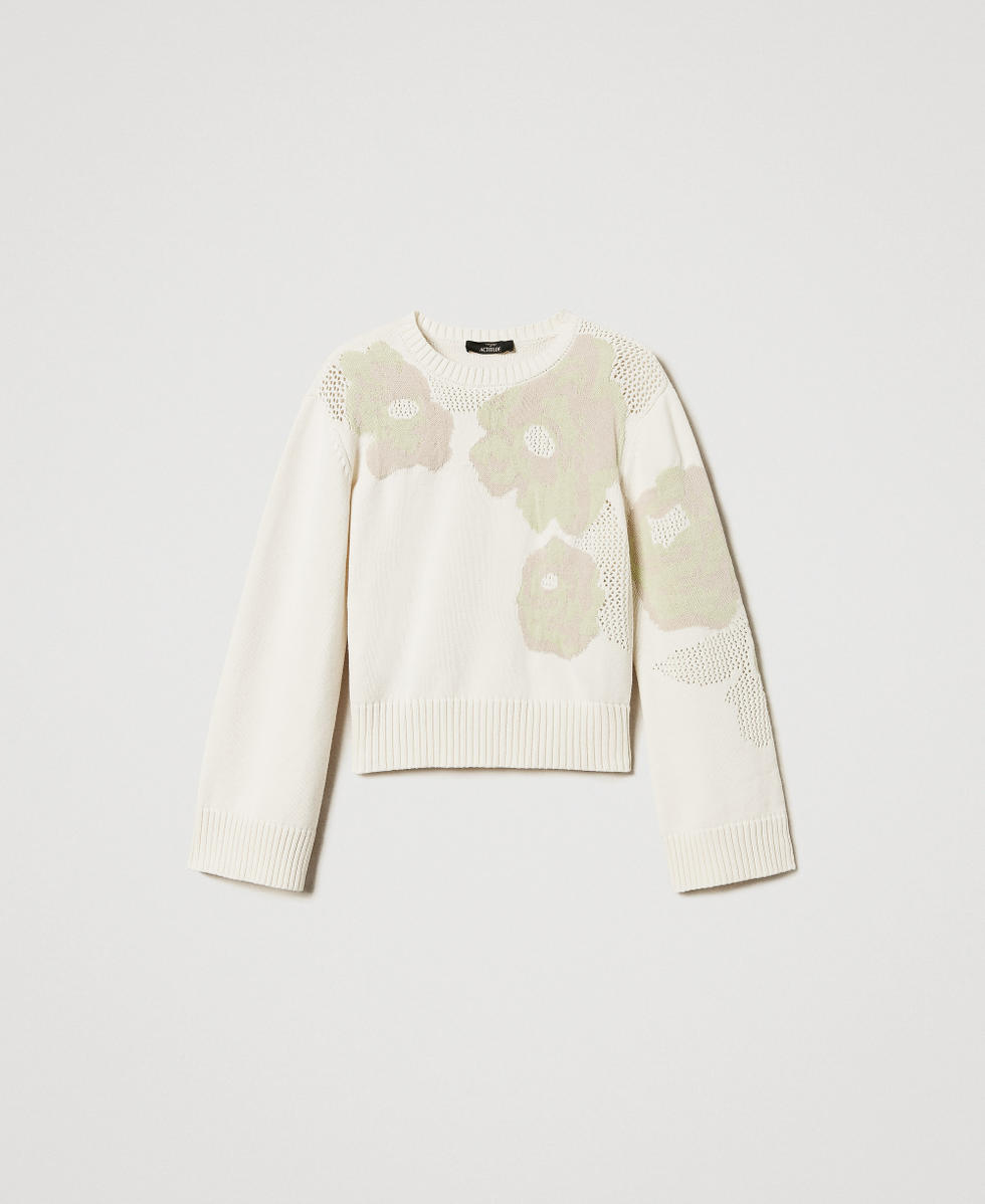 Jersey de jacquard con rosas Blanco Sugar Mujer 251AP3260_00632_S0