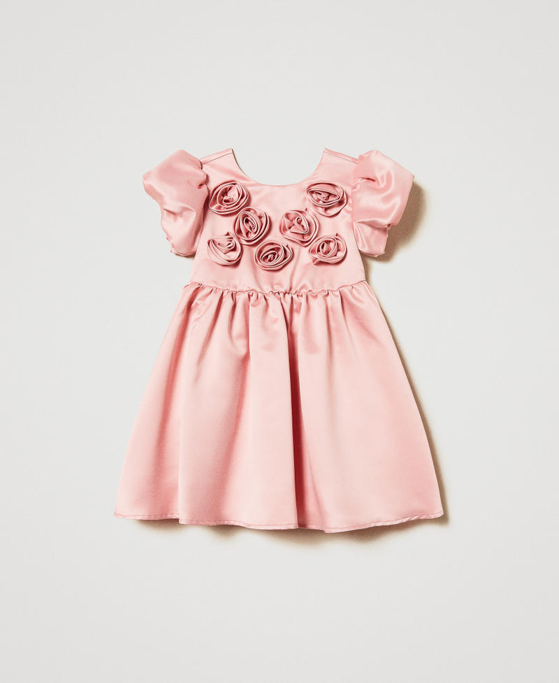 Short duchesse dress with roses Sweet Rose Girl 251GJ2QP0_00533_01