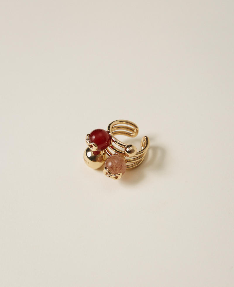Ring with multicolour stones Indian Red/Cashmere Rose Woman 261TO5023_13529_01