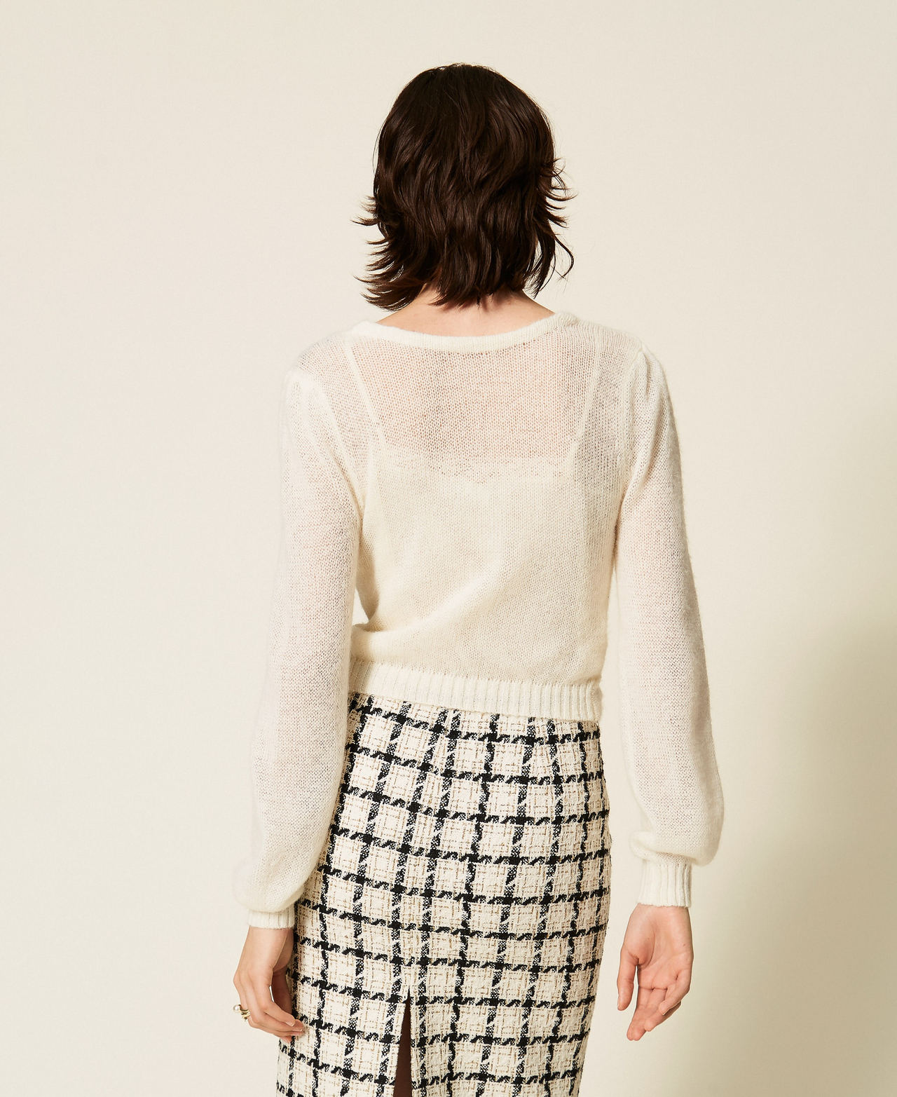Pull-bol&eacute;ro double usage avec finition crois&eacute;e Nacre Femme 262TP3153_00059_03