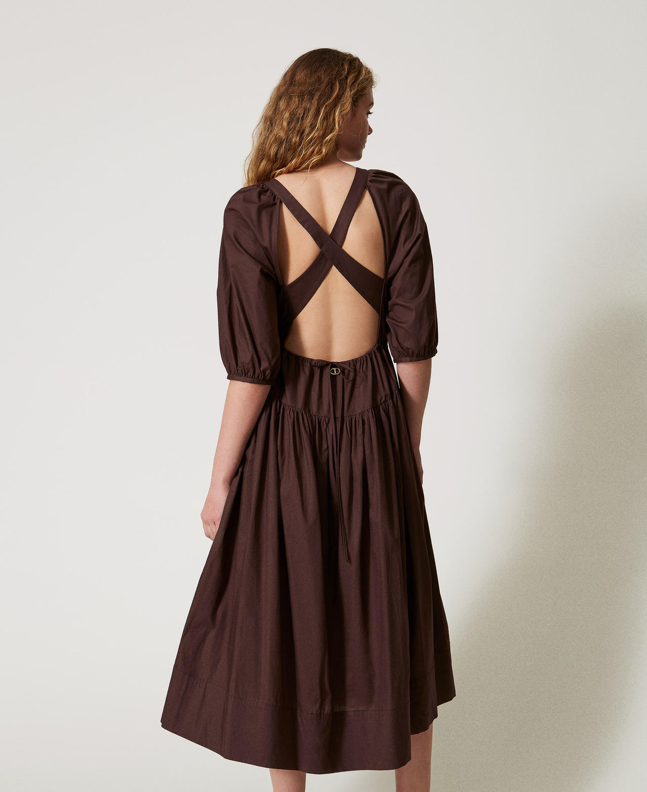 Midi dress in poplin Coffee Woman 251TT2020_00203_03
