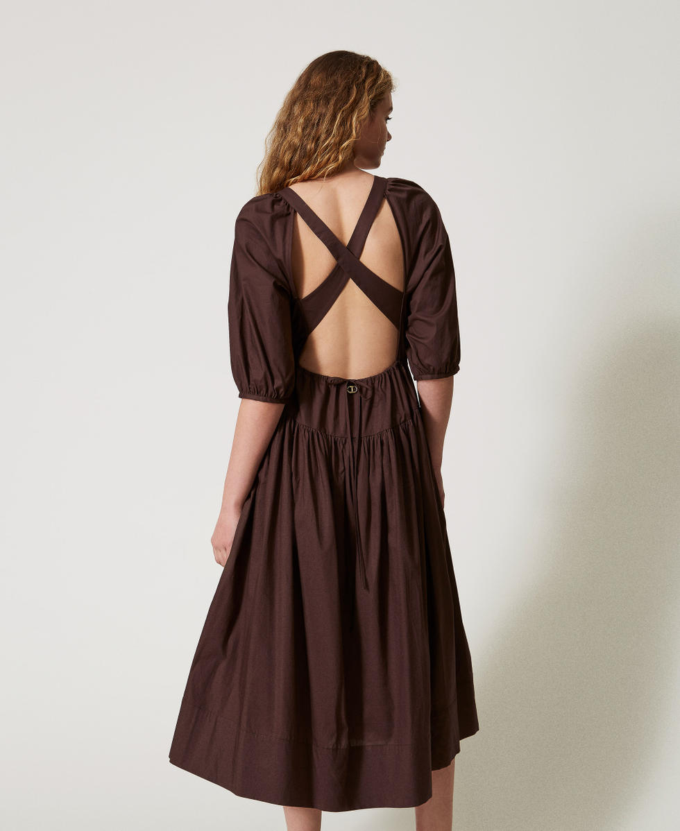 Robe midi en popeline Coffee Femme 251TT2020_00203_03